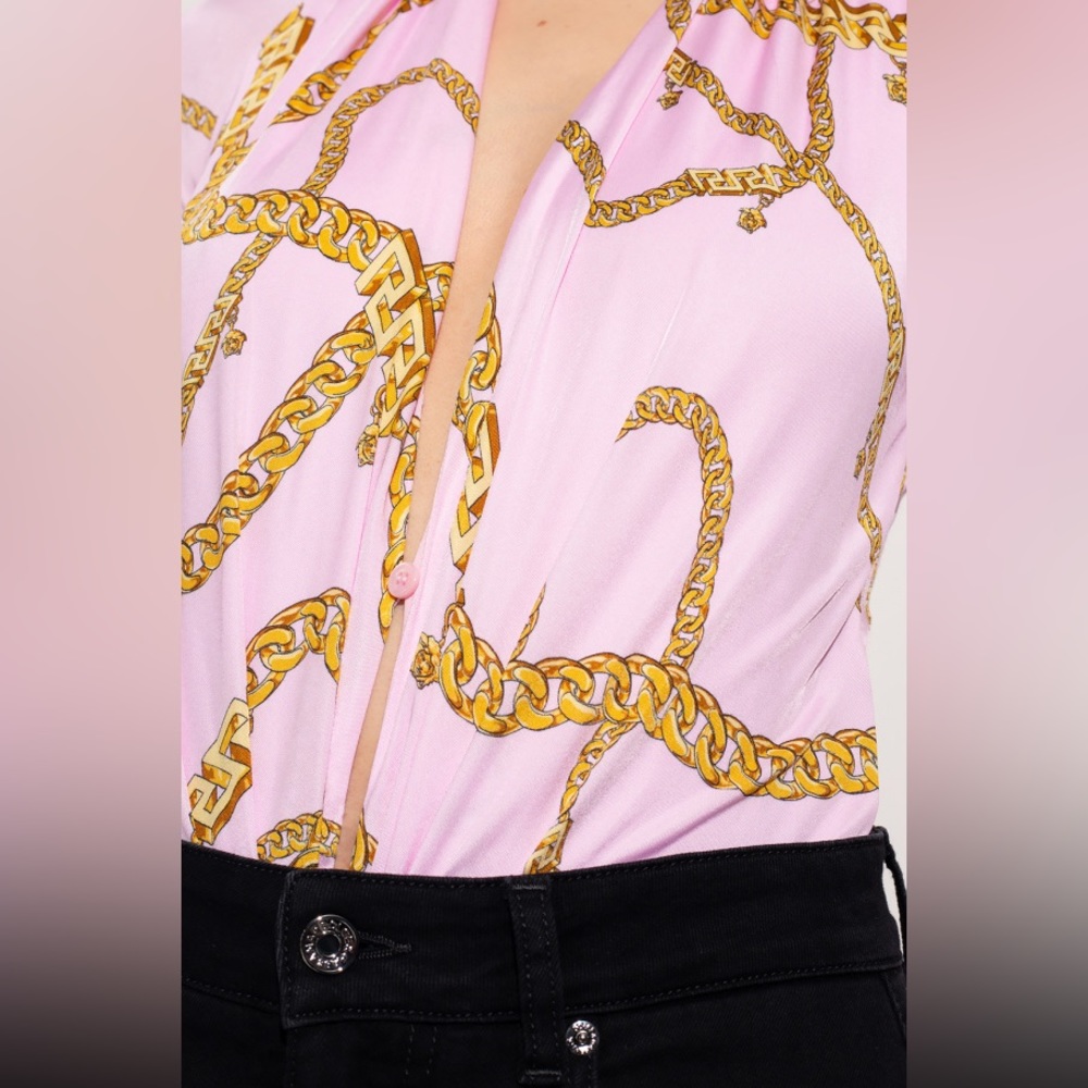 Versace Chain Pink loose long sleeve bodysuit - Picture 3 of 16